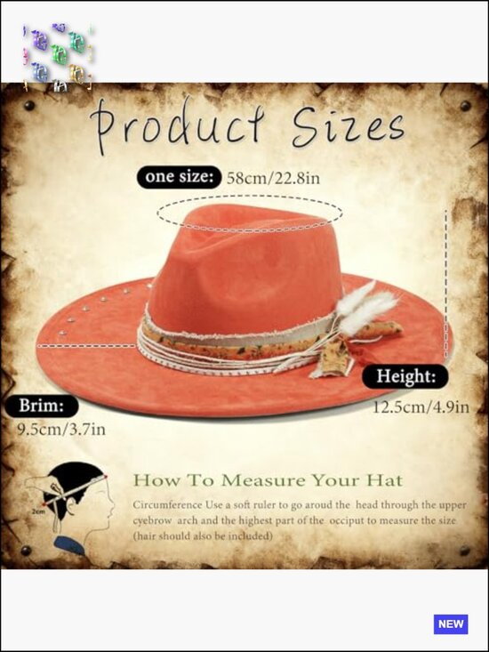 Wide Brim Fedora Hat Felt Panama Dress Up Unisex Western Boho Retro Handmade main image 5
